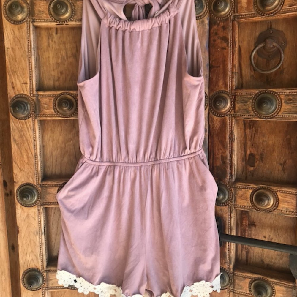 Altar'd State Swanky Suede Romper Pink/Purple, S